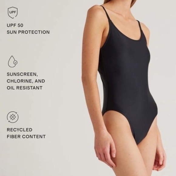 Quince Other - NWT Quince Black Adjustable Straps Recycled Timeless One-Piece Swimsuit Size S